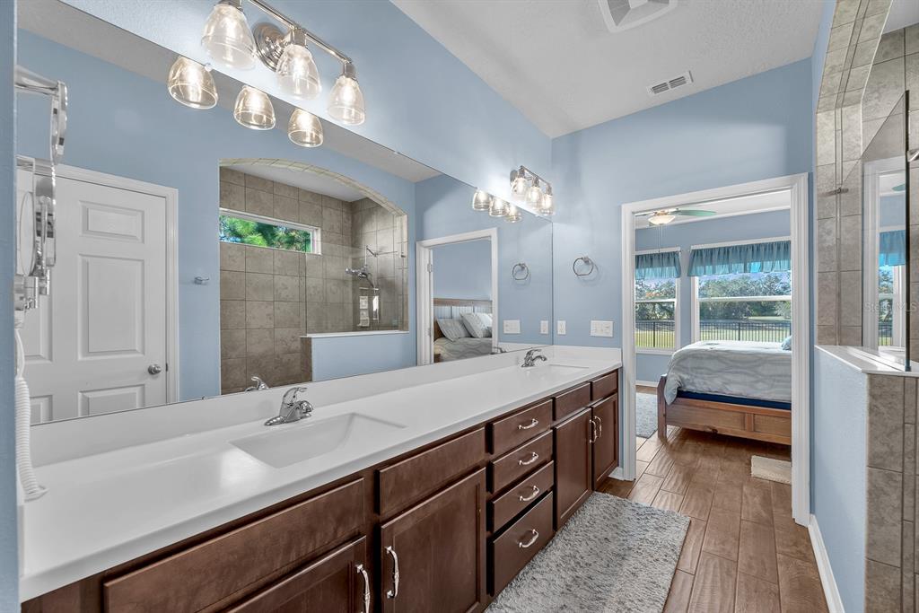 6230 Plover Meadow Street Lithia, FL 33547 - Photo 24 of 50 a en suite bathroom with a double vanity sink and a mirror