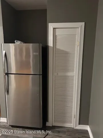 a close view of a refrigerator in kitchen