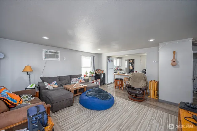 a living room with furniture