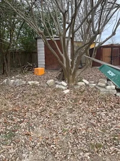 a view of a yard with an outdoor space