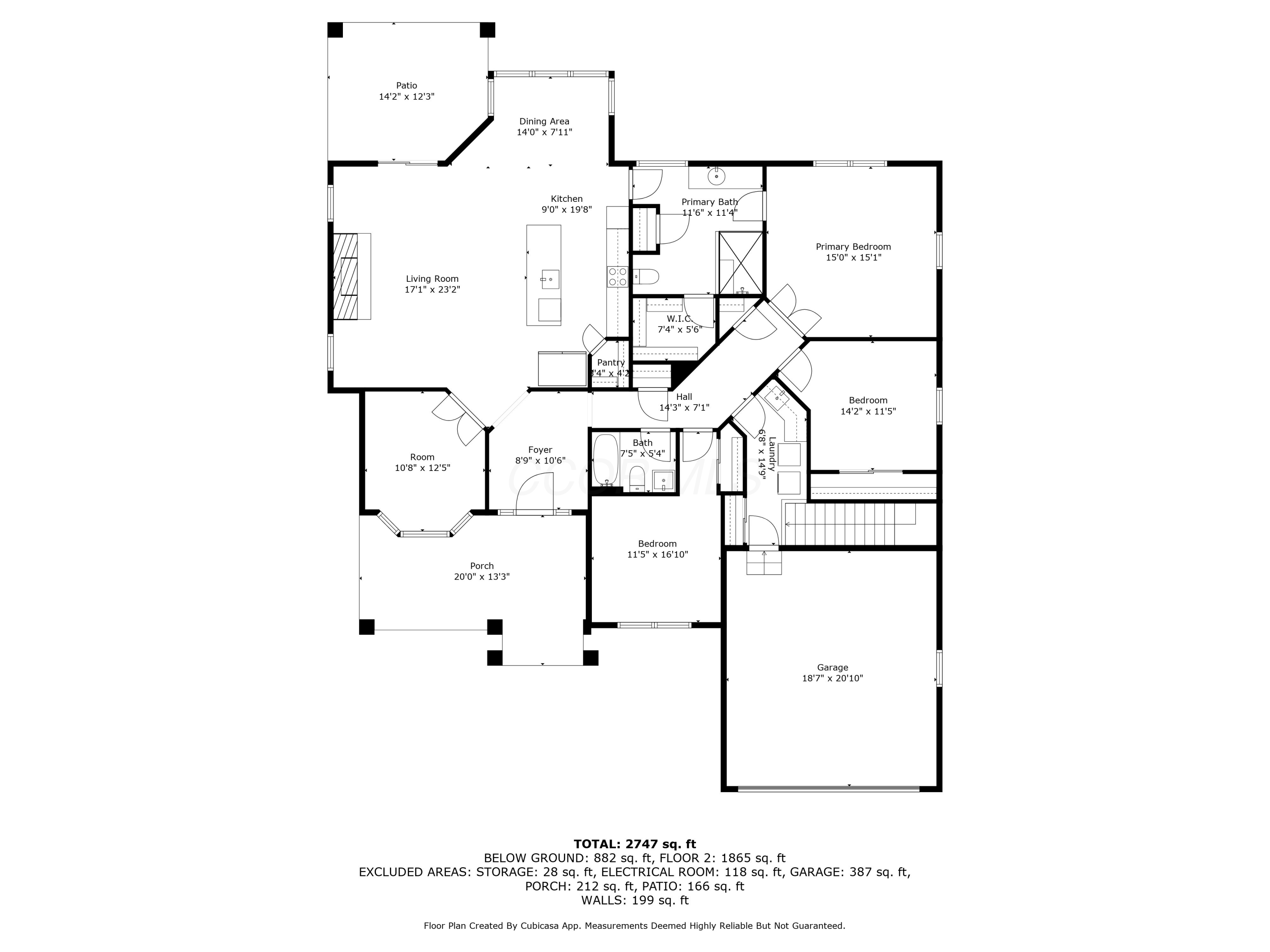 174 Grand Ridge Court Columbus, OH 43230 - Photo 2 of 4 Entry Level Floorplan with Approximate Measurements