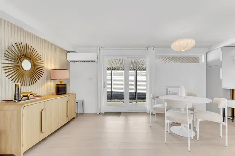 a bedroom with furniture and a bed