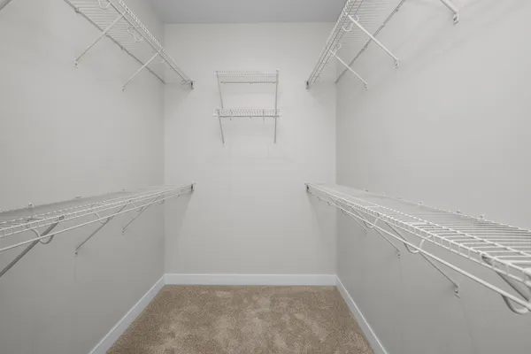 a view of a room with racks on the wall