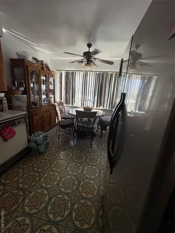 a dining room with furniture