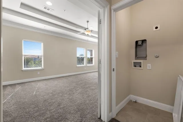 an empty room that has a window