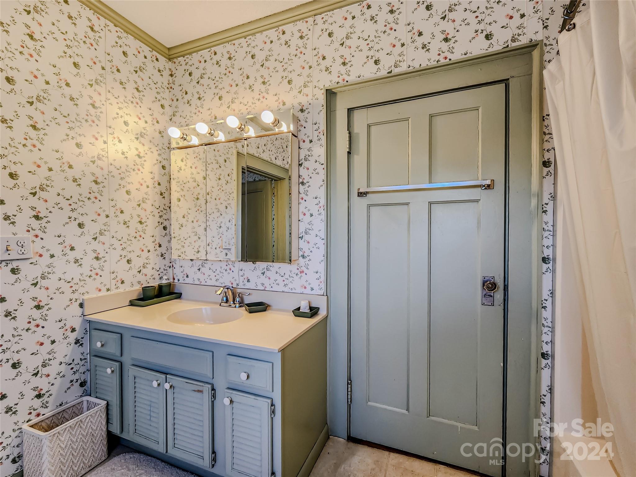 535 North Washington Street Rutherfordton, NC 28139 - Photo 27 of 48 a bathroom with a sink a vanity and a mirror