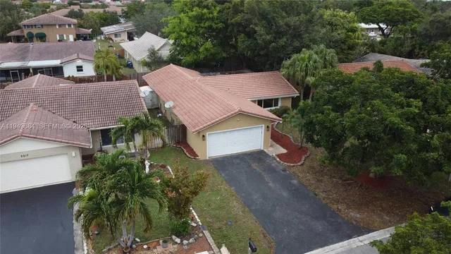 an aerial view of a house