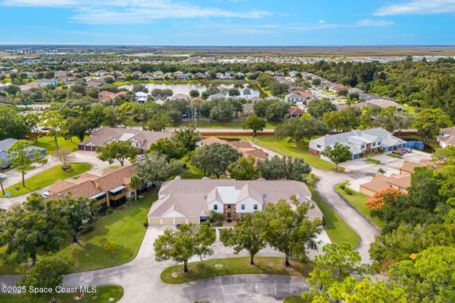 an aerial view of a house