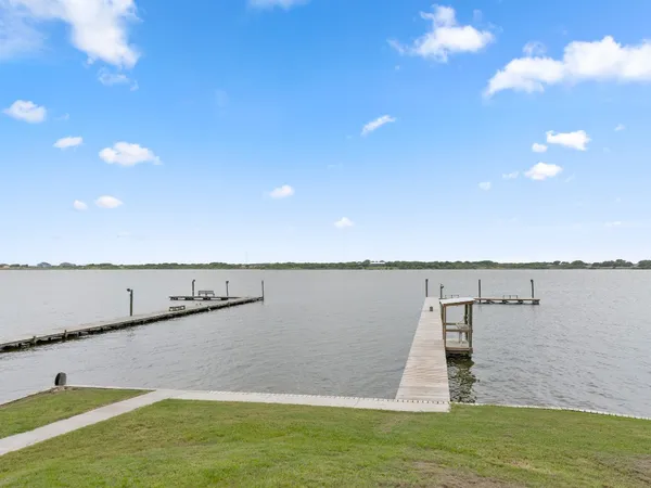 a view of a lake from a terrace