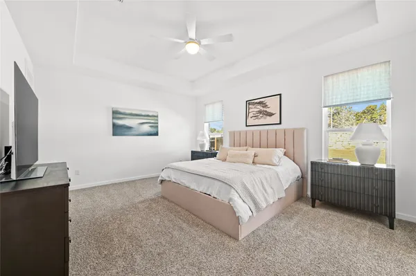 a bed room with a bed and a television