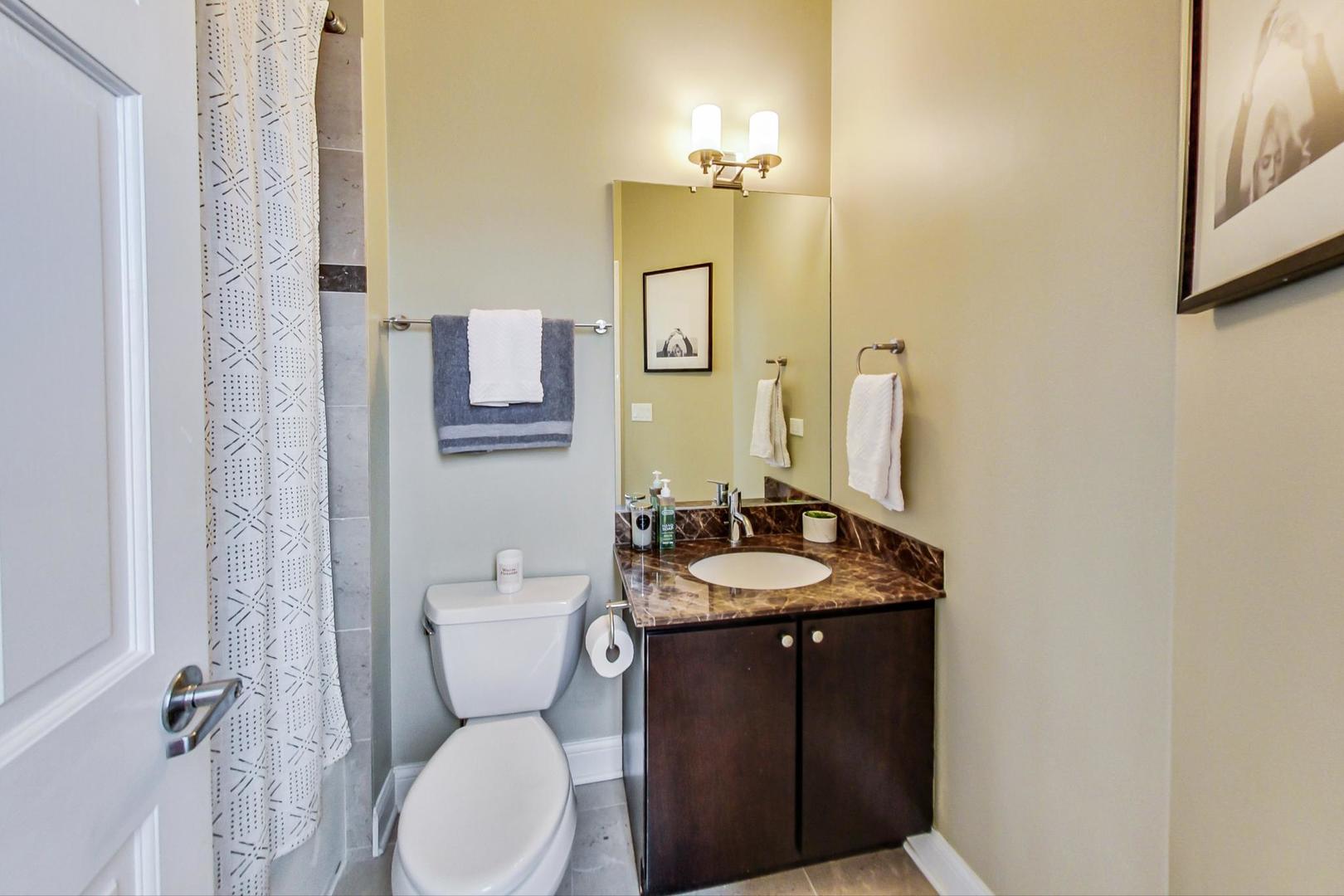 3605 South Leavitt Street, Unit 3 Chicago, IL 60609 - Photo 18 of 22 a bathroom with a toilet sink and mirror