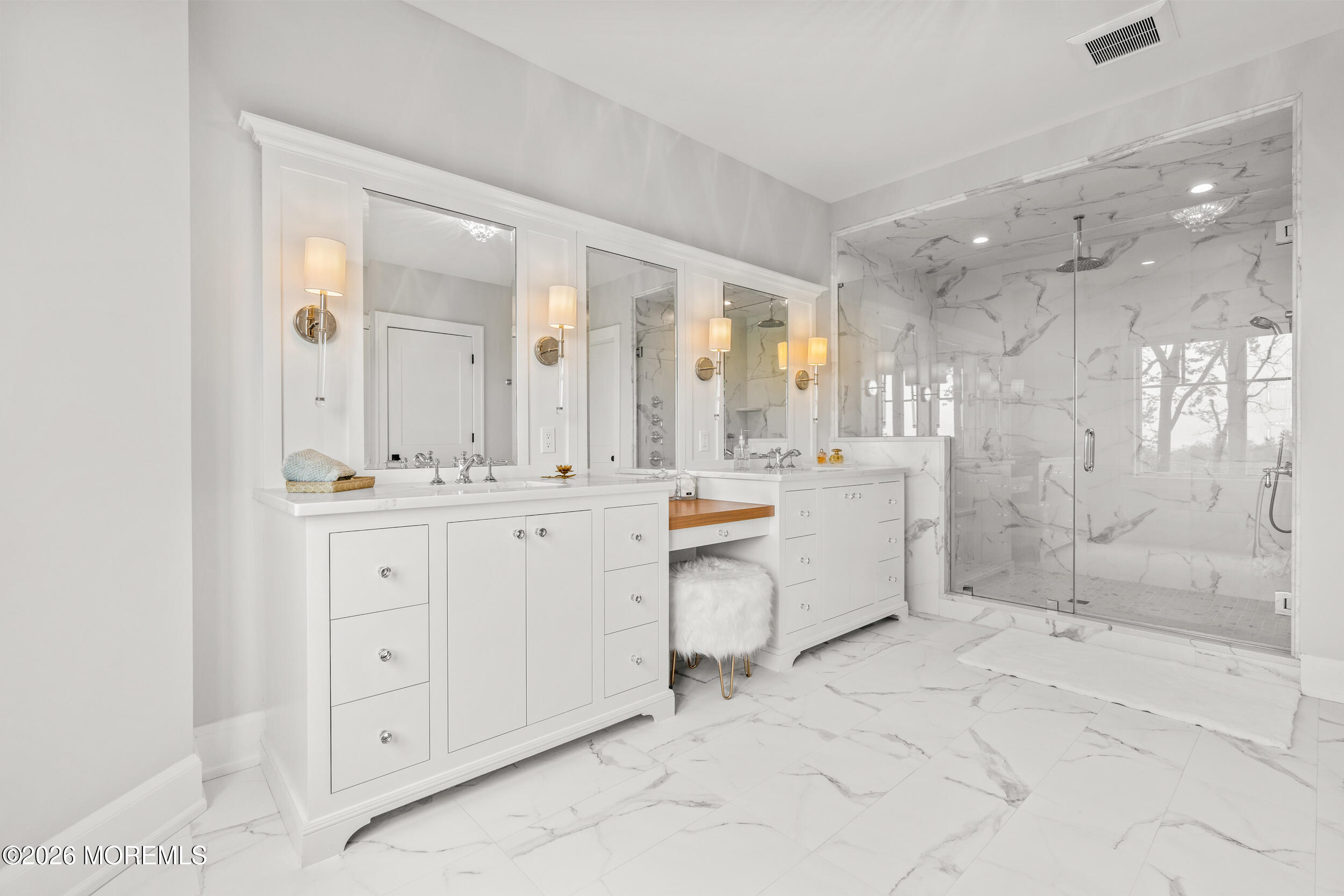 11 Beacon Hill Road Atlantic Highlands, NJ 07716 - Photo 37 of 74 a bathroom with double sink and a mirror