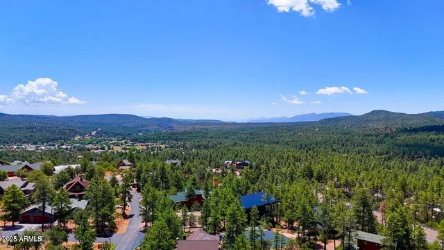 a view of a city with lush green forest