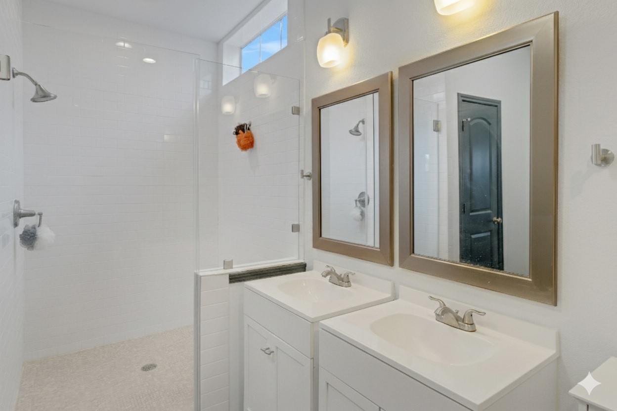 171 Kings Way Coldspring, TX 77331 - Photo 28 of 50 a bathroom with a sink vanity and a mirror