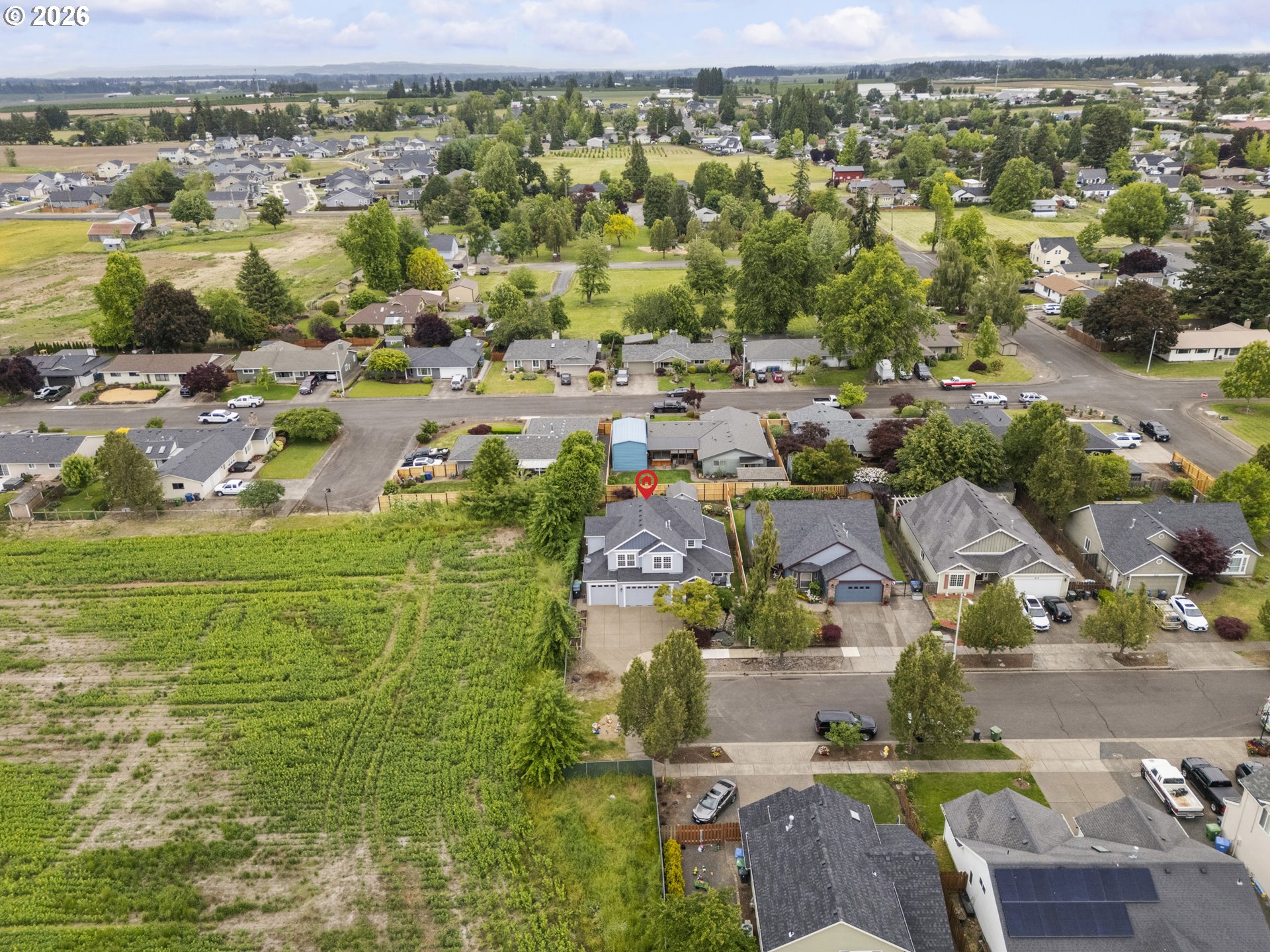 535 Maple Street Mount Angel, OR 97362 - Photo 48 of 48 an aerial view of residential houses with outdoor space
