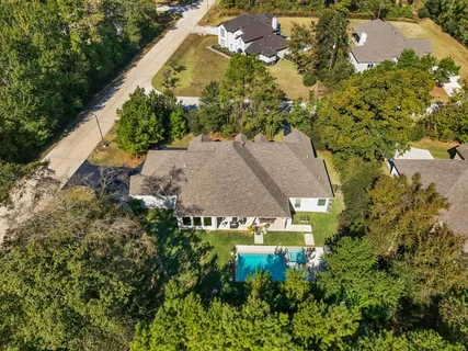 an aerial view of a house