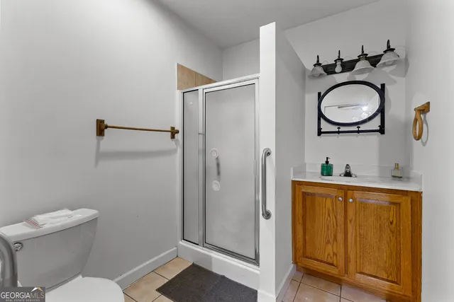 a view of a lake with a city