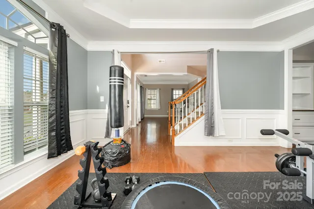 a view of a room with gym equipment