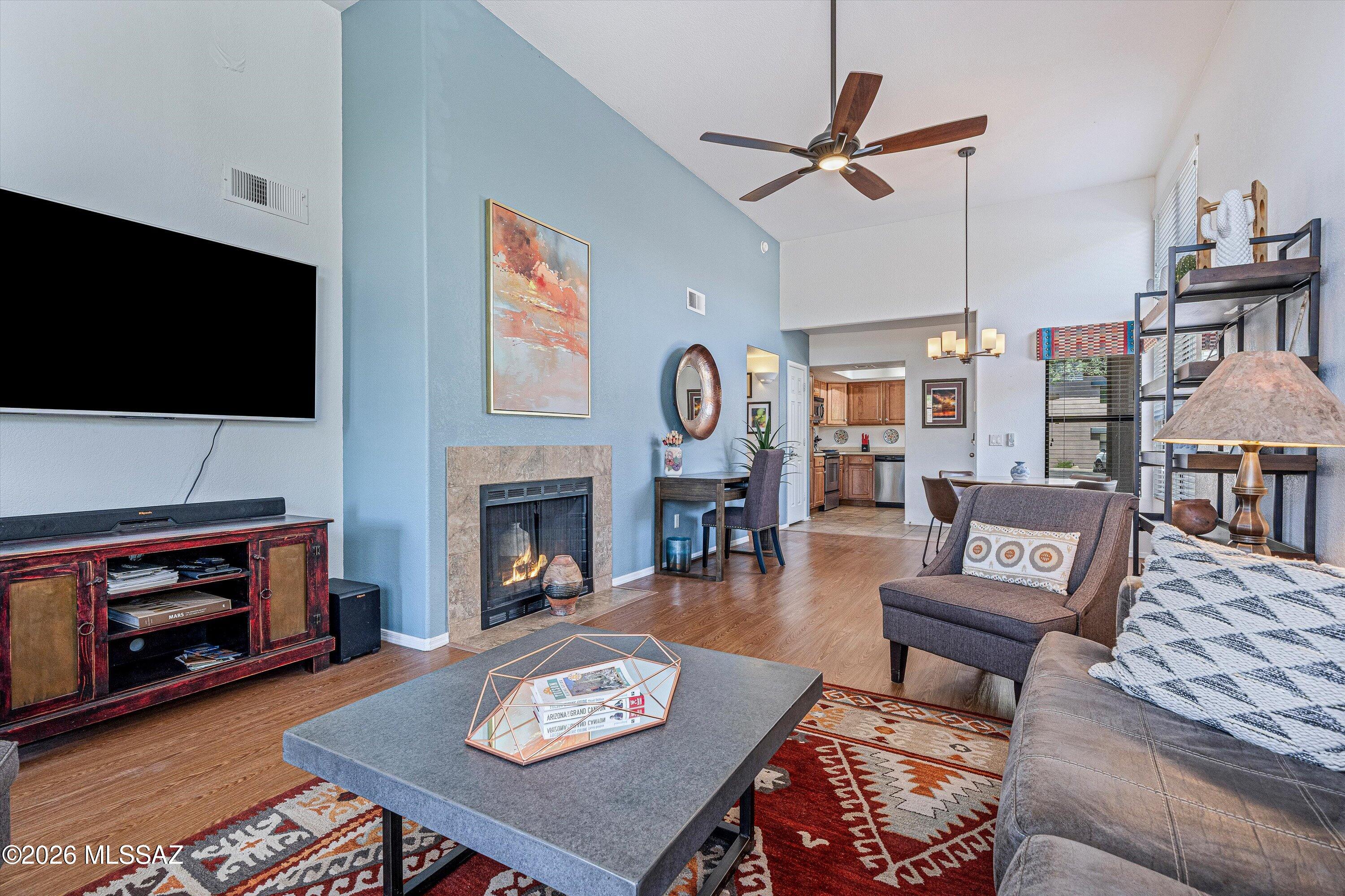 5855 North Kolb Road, Unit 4106 Tucson, AZ 85750 - Photo 19 of 30 Living Room and Fireplace