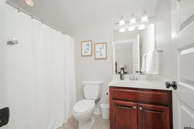 a bathroom with a toilet a sink and mirror