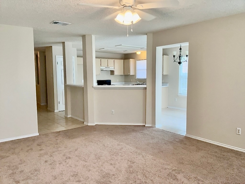 1313 Terra Street Round Rock, TX 78665 - Photo 11 of 25 a view of a kitchen with a refrigerator a sink a kitchen space and windows