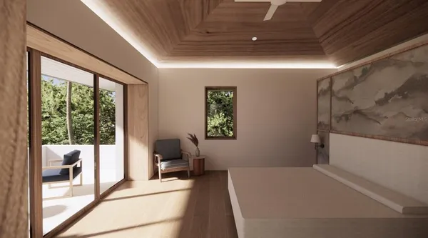 a view of balcony with furniture