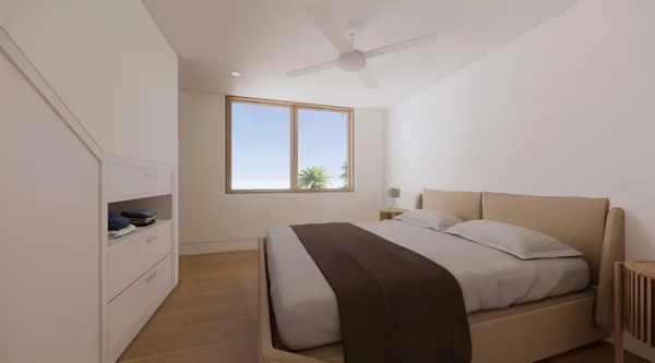 a view of a swimming pool with an ocean view