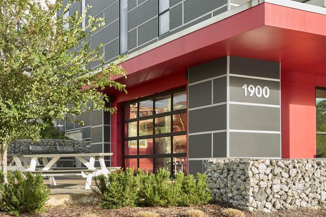 a front view of a building