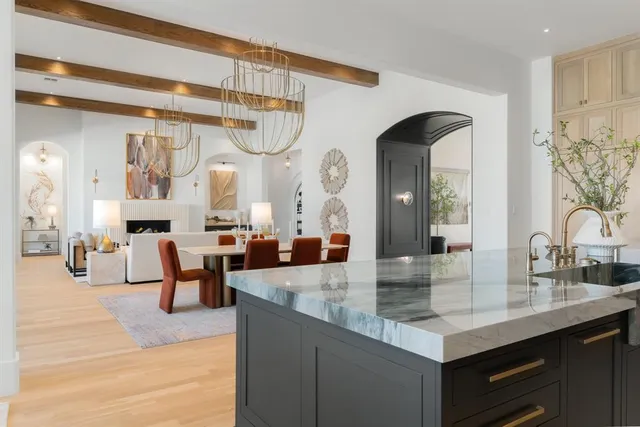 a kitchen with counter top space