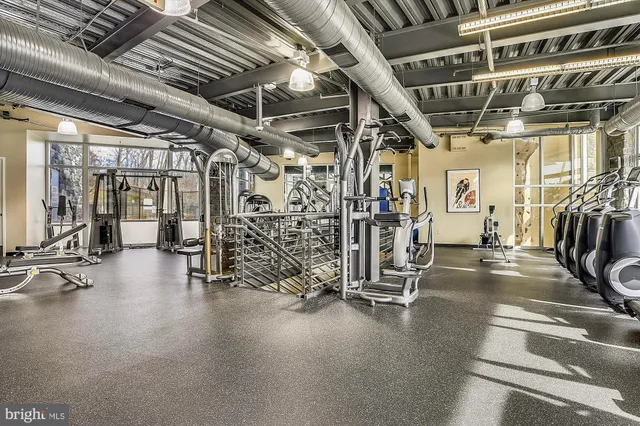 a view of a room with gym equipment