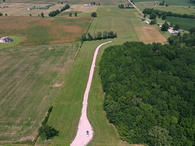 an aerial view of a yard