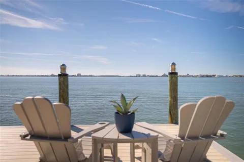 a couple of chairs sitting in a roof deck
