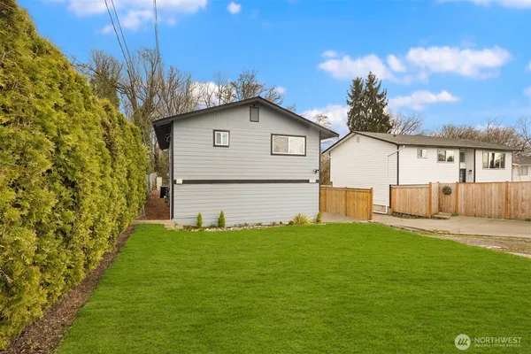 a house view with a garden space