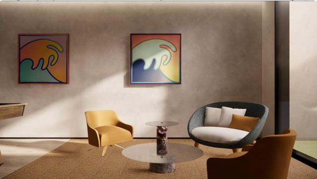 a living room with furniture