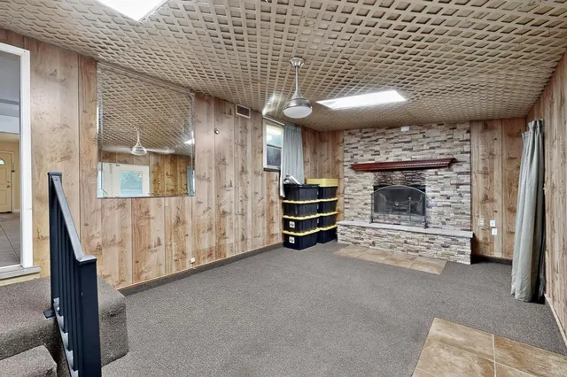 a view of a livingroom with a fireplace