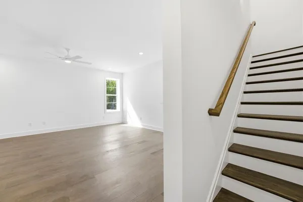 a view of entryway with wooden floor