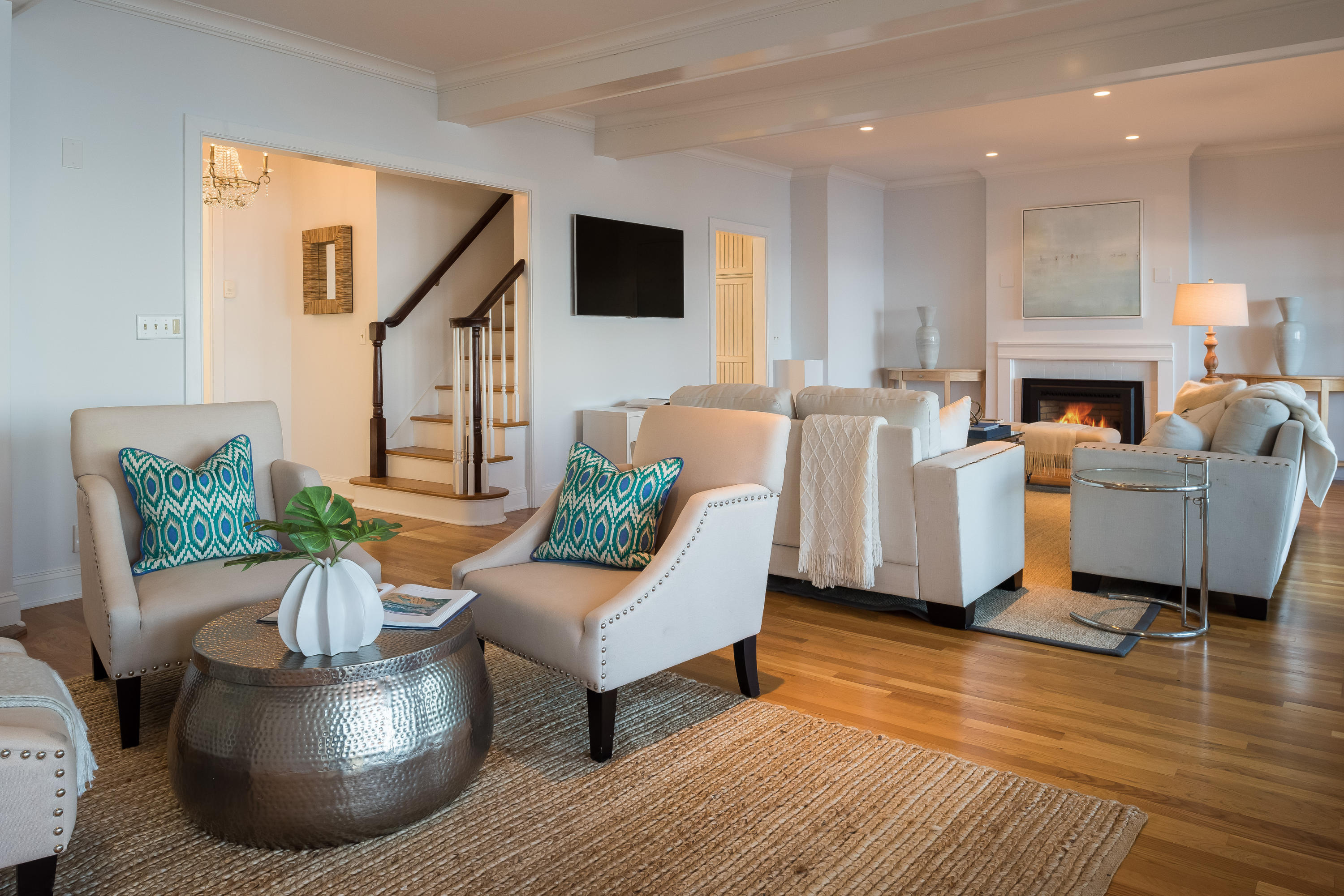 17 Rocky Point Road Rowayton, CT 06853 - Photo 25 of 25 a living room with furniture and a fireplace