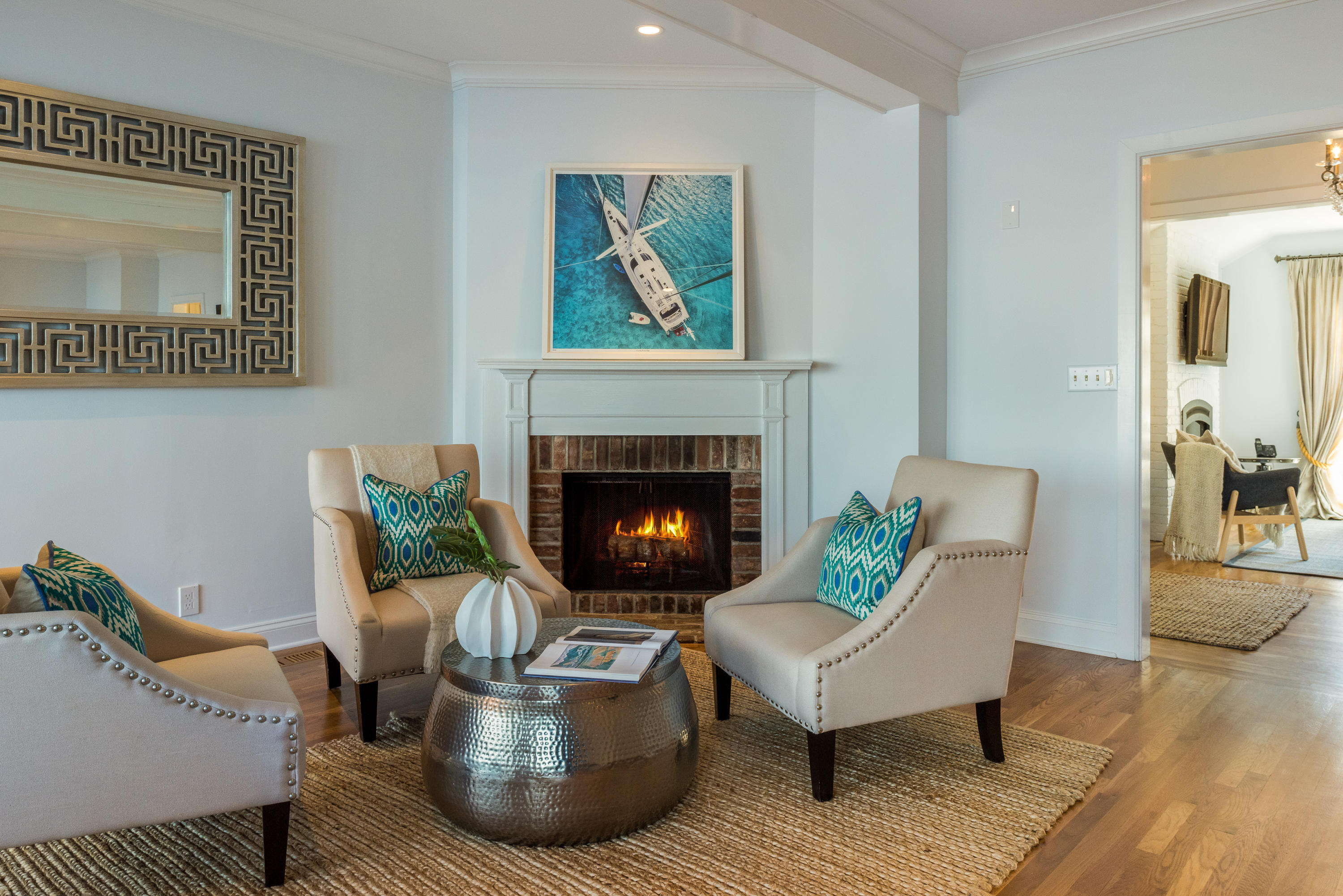17 Rocky Point Road Rowayton, CT 06853 - Photo 6 of 25 a living room with furniture and a fireplace