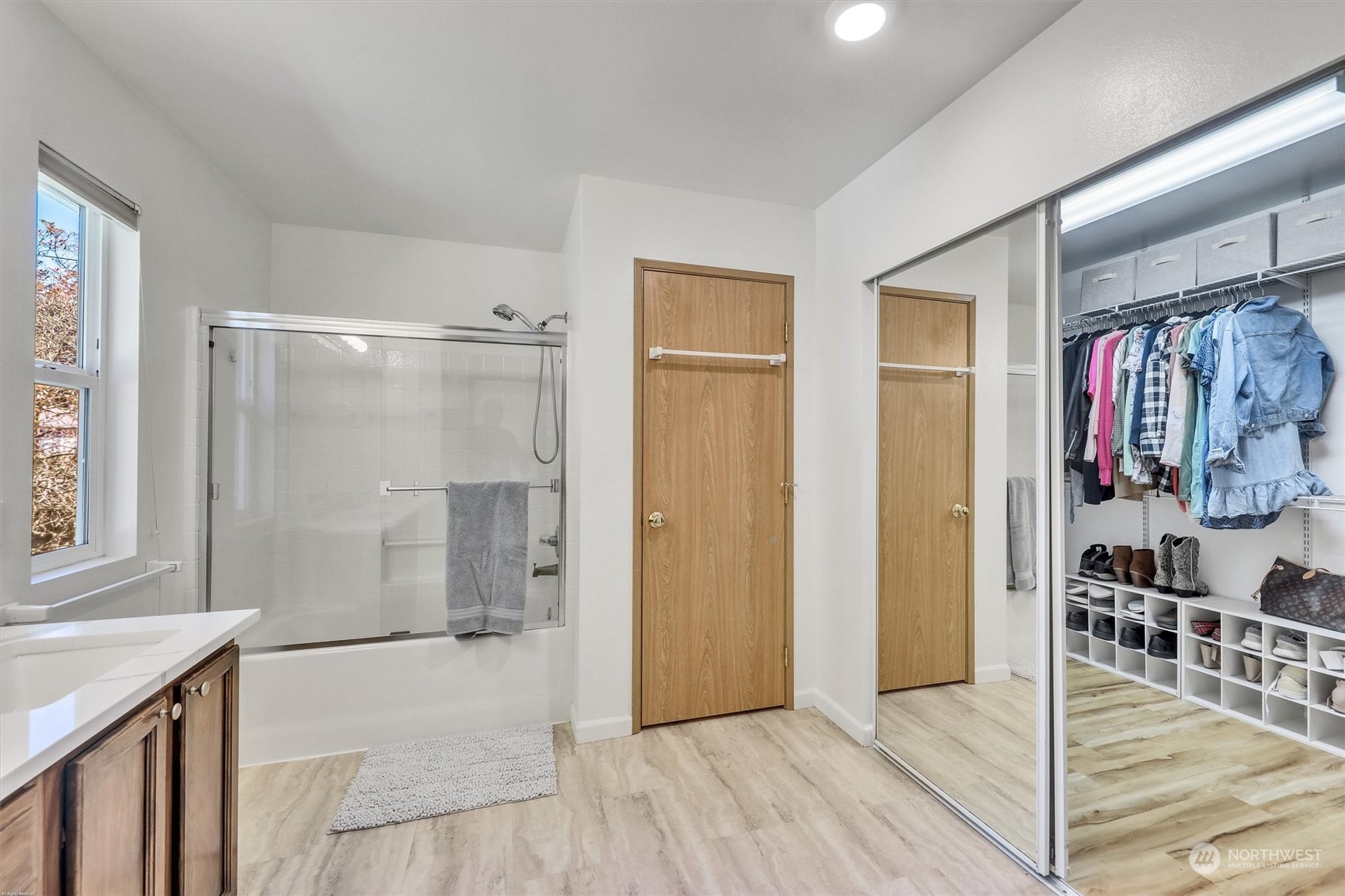 17427 92nd Avenue Northeast Bothell, WA 98011 - Photo 27 of 35 a bathroom with a shower and a sink