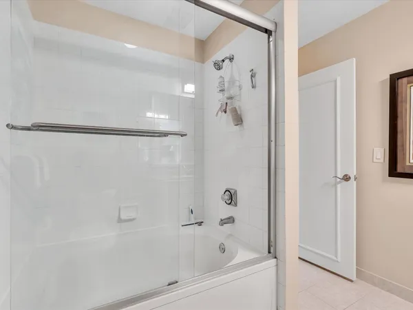 a bathroom with a bathtub