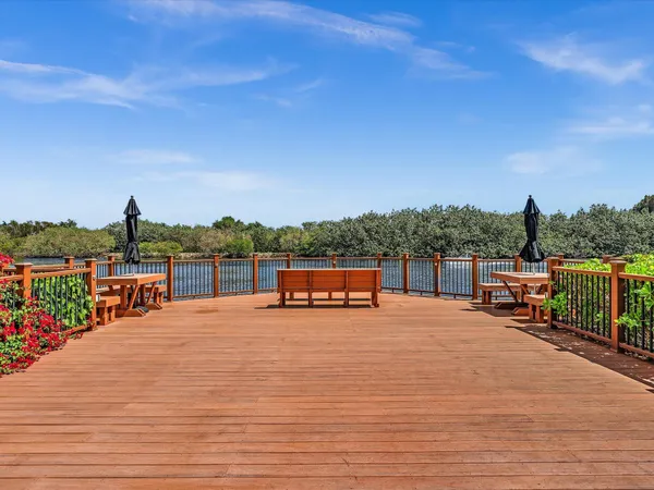 a view of a terrace with seating area