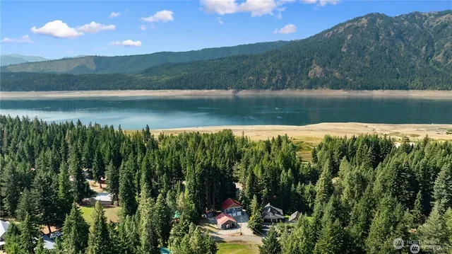 a view of lake with mountain view