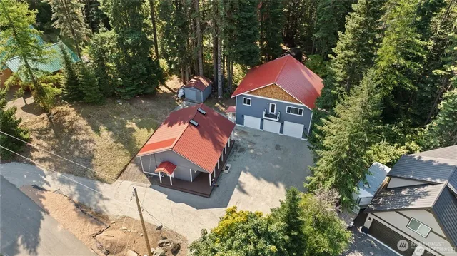 an aerial view of a house