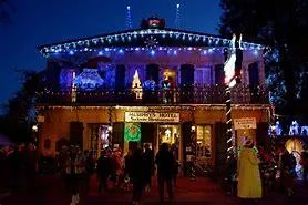 a view of a park with many windows