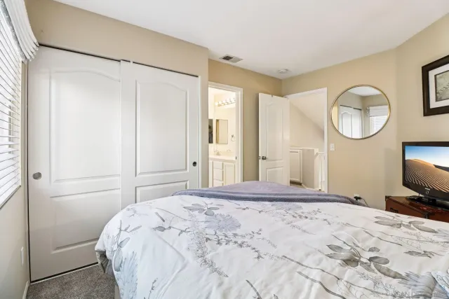 a view of a backyard with plants and a patio