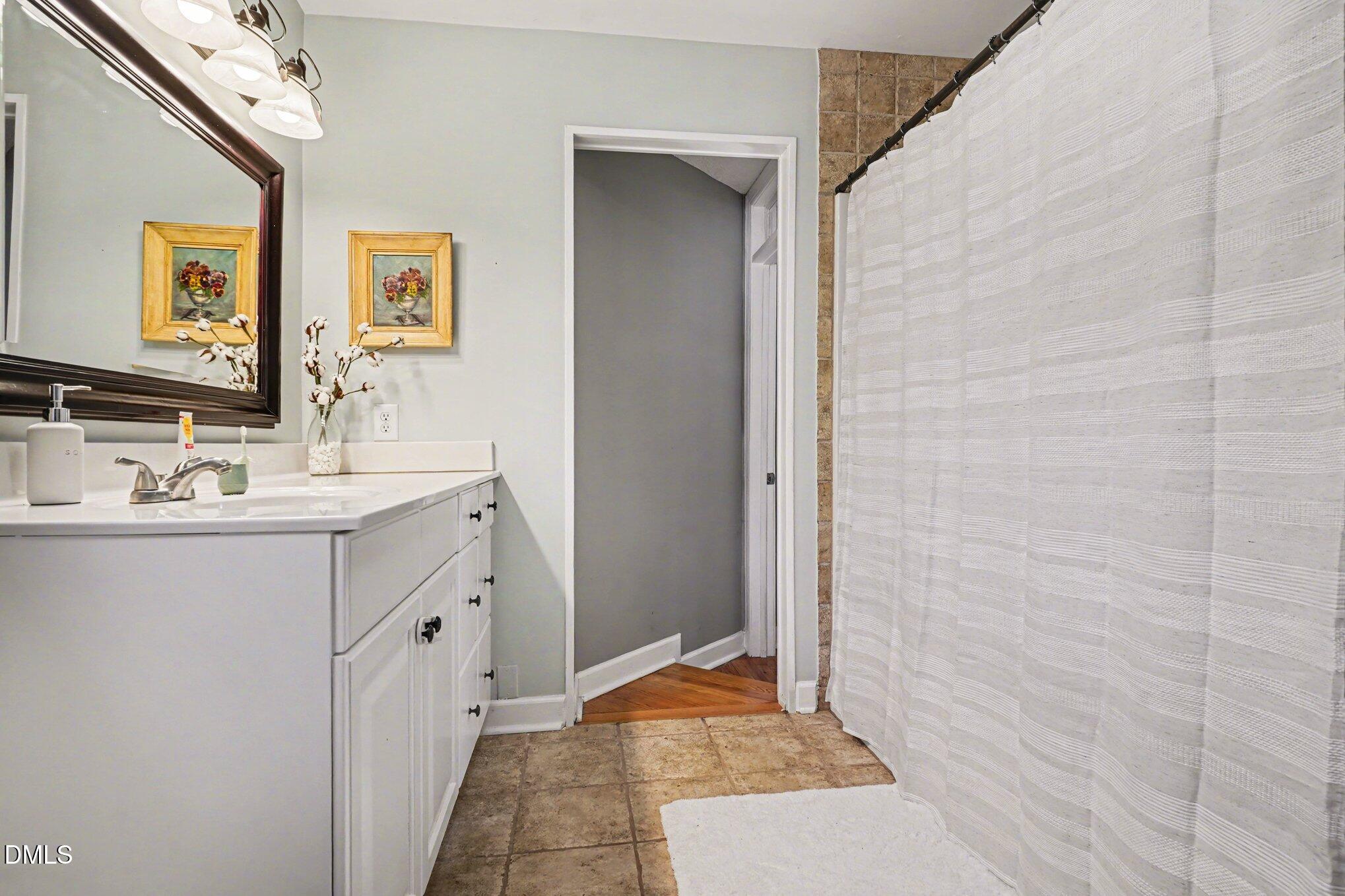 3400 Octavia Street Raleigh, NC 27606 - Photo 22 of 36 a bathroom with a sink and a mirror
