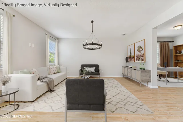 a living room with furniture