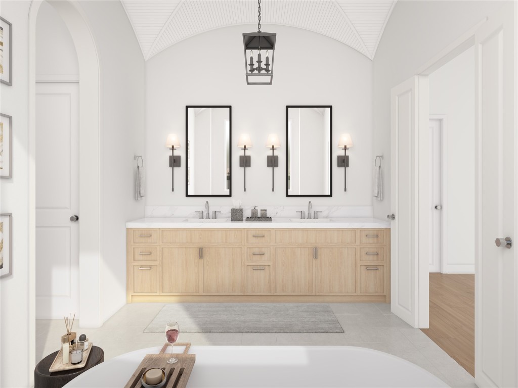 1002 East 25th Street Houston, TX 77009 - Photo 24 of 45 a bathroom with sinks mirror and bathtub