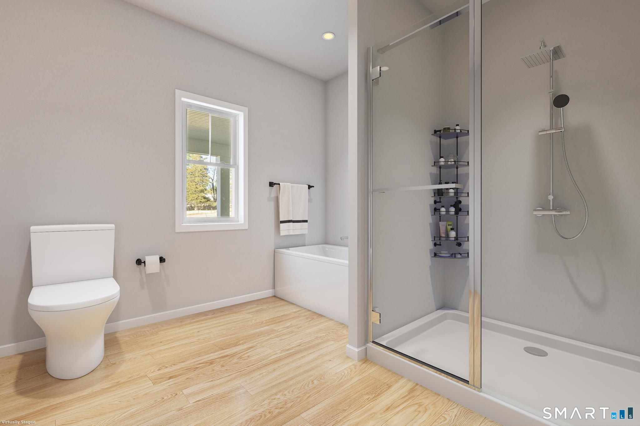 154 B Long Meadow Hill Road Brookfield, CT 06804 - Photo 16 of 37 a bathroom with a toilet and a shower