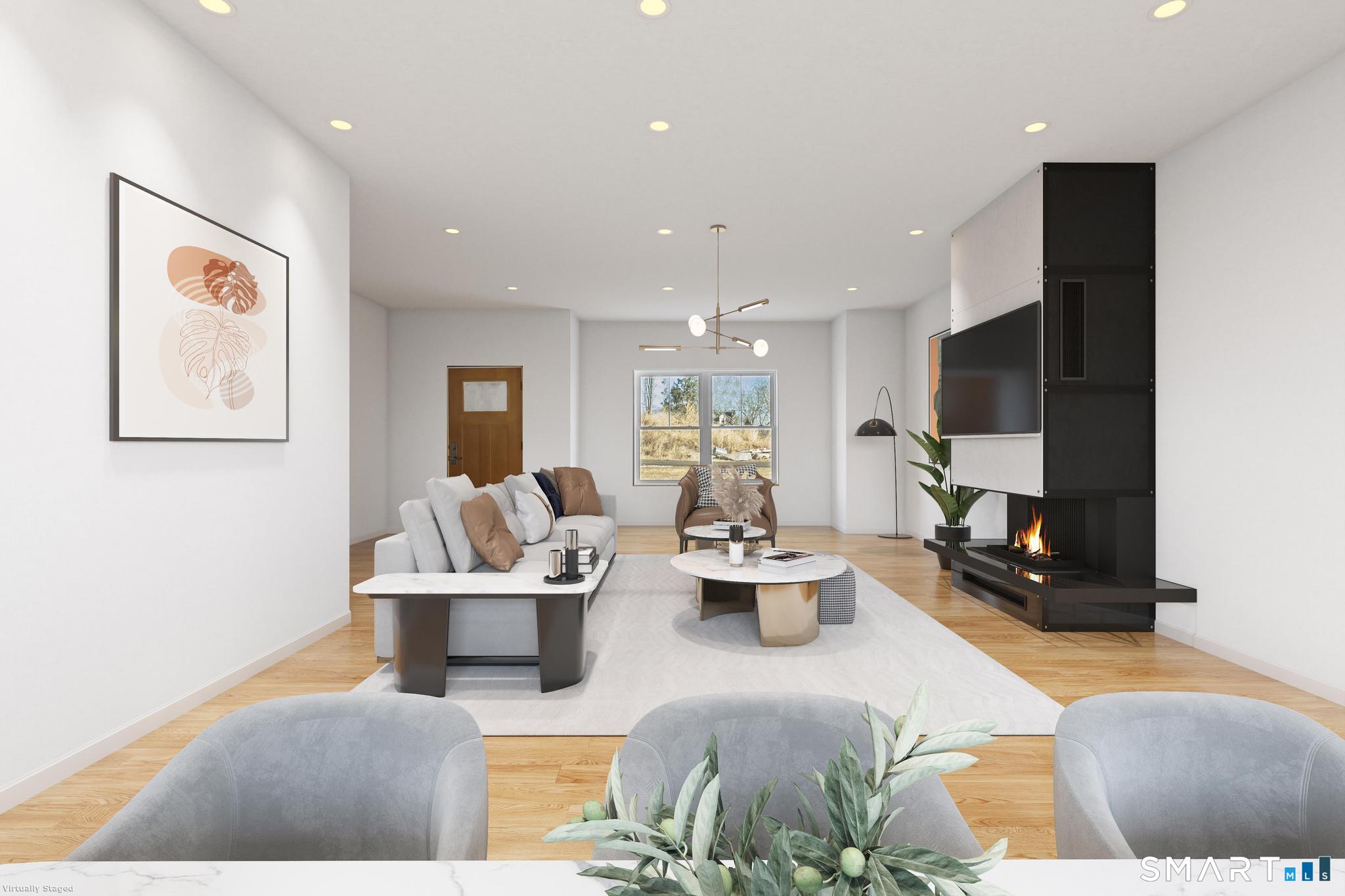 154 B Long Meadow Hill Road Brookfield, CT 06804 - Photo 9 of 37 a living room with fireplace furniture and a flat screen tv